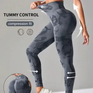Wholesale Gym Sport High Waist Solid Training Wear Butt Lifting Seamless Camouflage Fitness Yoga Pants for Women