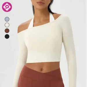 Wholesale Off Shoulder Outside Running Sport Tops Comfort Soft Underwear Fitness Long Sleeve Yoga Top for Women