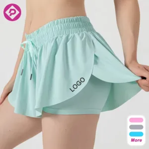 Mom and Daughter Blank Custom Sports Wear Double Layer Yoga Shorts Drawstring Tennis Skirt With Pocket