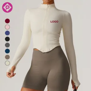 Fitness Workout Top Long Sleeve  Zipper Sports Women's Top Custom Logo Outdoor Gym Yoga Jackets for Women