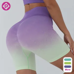 Hot Selling Tie Dye Seamless Gradient Fitness Gym Biker Shorts Scrunch Butt Lifting Workout Yoga Shorts