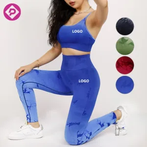 Gradient Tie Dye Fitness Wear Activewear Sexy Sports Bras Gym High Waist Leggings Women Yoga Sets