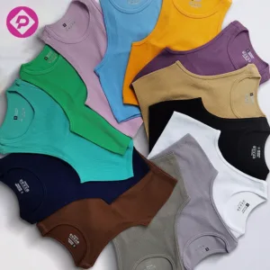 Custom Embroidery Women Ribbed Tank Top Yoga Sports Crop Shirts Sleeveless Solid Seamless Yoga Tops