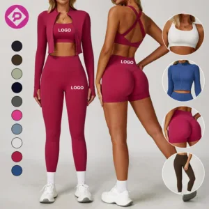 3 Piece Set Quick Dry Breathable Women Sportswear Workout Running Gym Fitness Sets Women Bra and Shorts Yoga Sets