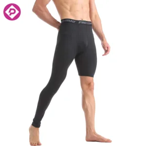 One Leg Compression Tights Full Length for Basketball Single Leg Sports Base Layer Leggings for Men