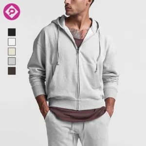 Sports Fitness Clothing Heavy Weight Drop Shoulder Hooded Sweatshirt Oversized Zip up Hoodie for Men