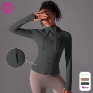 Workout Coats for Women Slim Fit Lightweight Athletic Running Sports Track Jackets Long Sleeve Zip Hoodies