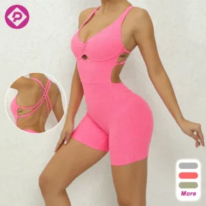 Wholesale Women Active Wear One Piece Gym Fitness Clothing Workout Jumpsuit Quick Drying Training Wear Women Short Jumpsuits