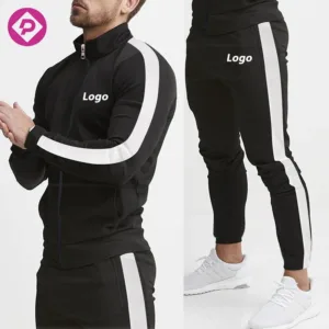 Wholesale Custom Running Jogger Sweatsuit Blank Side Stripe Color Block 2 Piece Tracksuit for Men