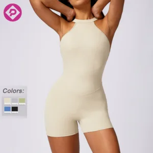 Custom Logo Ladies Bodysuits Quick Dry Gym Fitness Sets Sexy One Piece Yoga Jumpsuits for Women