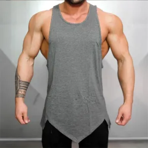 Customized Muscle Training Gym Tank Top Vest Crew Neck Shirt Mens Tank Top Workout Mens Cotton Sleeveless Tank Top