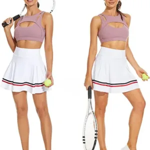 In Stock Outdoor Ladies High Waist Double Layer Athletic Shorts Wear Pickleball Golf Dress Pleated Tennis Skirts for Women