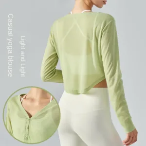 Summer Workout Yoga Top Lightweight Hollow Loose Casual Long Sleeve Women Sweatshirts