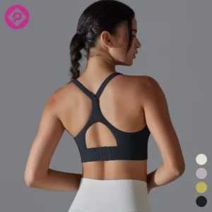 New Arrivals Solid Color Cross Back Lady Crop Top High  Fitness Yoga Sports Bra for Women