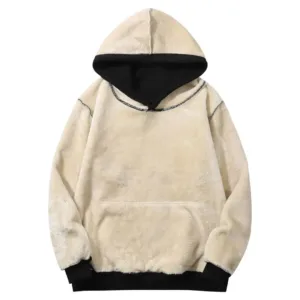 Winter Warm Fleece Pullover Hooded Sweatshirt Wholesale Oversized Gym Casual Cotton Blank Lined Unisex Hoodie
