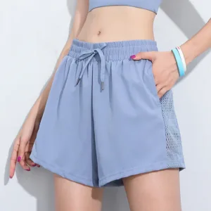 Custom Summer Women Athletic Shorts High Waisted Running 2 in 1 Drawstring Quick Dry Mesh Gym Shorts With Zipper Pockets