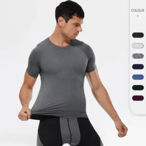 Summer Muscle Building Running Short Sleeve Quick Dry Polyester Gym Sport T Shirt for Men