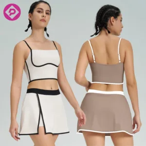 Contrast Color Comfortable Active Backless Gym Fitness Wear Adjustable Shoulder Strap Sports Yoga Sets