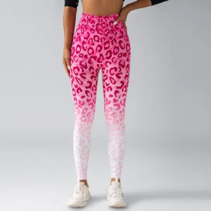 Custom Logo Women Butt Lifting Scrunch Seamless Tights Gym Leopard Print Skinny Sports High Waist Fitness Yoga Leggings