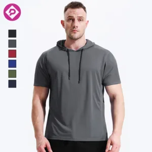 Custom Running Pullover Sweat Shirt Sports Gym Short Sleeves Hoodie Shirt Men's Fitness T Shirt Hoodie