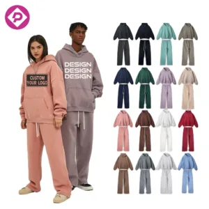 350Gsm Oversized Sweatshirt and Pant Embroidery Print Pullover OEM ODM Plus Size Tracksuit Unisex Hoodie Set