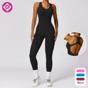 Breathable Soft Jumpsuit Women Fitness Backless Tank Tops One Piece Running Training Sleeveless Legging Sport Pants