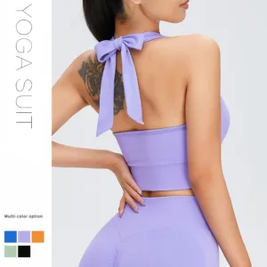 Seamless Workout Camisole Ribbed Fitness Sports Wear Women Halter Sports Bra Yoga Bra Top