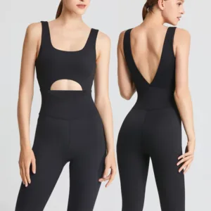 Solid Color Hollow One Piece Sport Outfit Woman Dance Fitness Wear Workout Sets Yoga Jumpsuits for Women