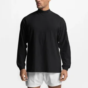 Custom Blank Running Loose Pullover Shirt Stand Dollar Gym Sport Oversized Long Sleeve T-shirt for Men