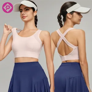 3D Wrapping Adjustable Hem Yoga Top Mesh Patchwork Breathable Ladies Outdoor Sun protection Sports Bra