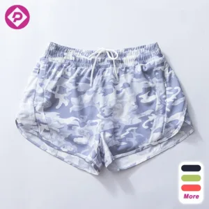 Custom Camo Leopard Printing Two in One Quick Dry Women Running Shorts Gym Fitness Shorts for Women