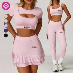 Wholesale High Waist Workout Sets Cloud Feeling Yoga Sets for Women Fitness Women Skirt Quick Dry Tennis Skirt Set