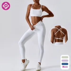 New Style Women 2pcs Sexy V Neck Halter Strappy Fitness Wear High  Shockproof Quick Dry Gym Yoga Set