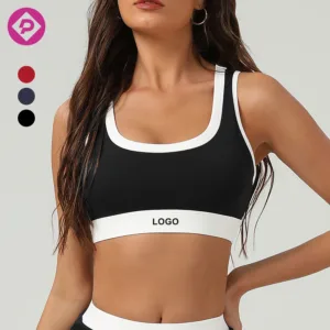 Color Block Naked Feel Sports Bra with Removable Pads Quick-Dry Anti-Bounce Custom Yoga Top for Gym