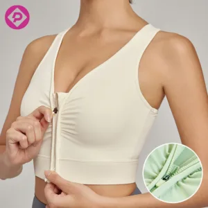 Front Zipper Training Underwear Women's Semi-fixed Drop Cup Pilates Yoga Vest Summer Fitness Sports Bra
