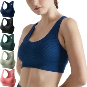 Women Fitness Underwear Top Jacquard Honeycomb Racer Back Custom Yoga Girls Sport Bra