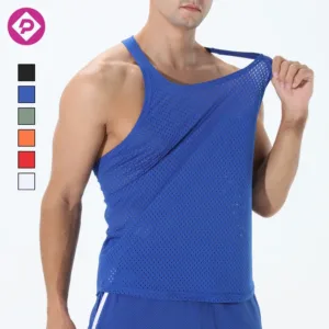 Mesh Hollow Out Men's Sporty Lightweight Running Vest Breathable Quick-Drying Outdoor Marathon Sleeveless Racer Tank Top