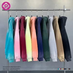 Distressed Fleece Cotton Hooded Pullover Heavy Weight Mens Acid Washed Hoodie Sweatshirt Men's Luxury Hoodies