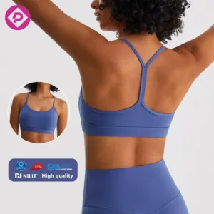 Solid Color Thin Y-line Strap Gym Yoga Top Shockproof Women Fitness Detachable Chest Pad Sports Bra