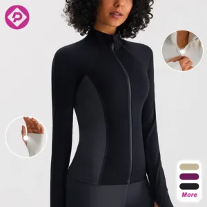 New Design Waist Color Contrast Non Slip Zipper Fitness Anti Pilling High Elastic Yoga Jackets for Women