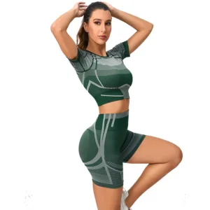 High Quality Women Gym Fitness Sportswear Crewneck Sweatshirt Scrunch Butt Lifter Shorts Seamless Yoga Set