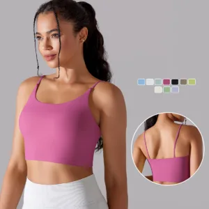 Summer Ladies Outdoor Gym Training Running Solid High Support Vest Shockproof Fitness Yoga Thin Strap Sports Bra
