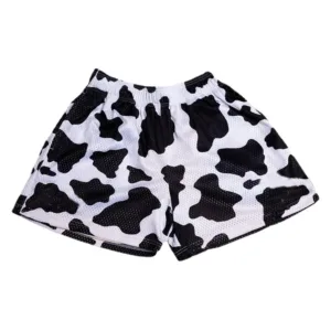 Custom Printed Summer Men Sports Running Shorts Fashion Loose Quick Dry Leopard Print Mesh Gym Shorts