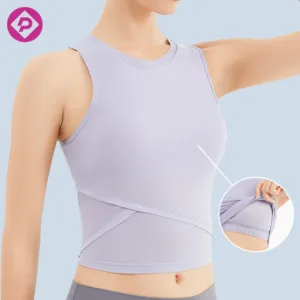 Breathable Cool Feel Removable Chest Pad Sleeveless T-shirt Shockproof Tight Body Shaping Yoga Top
