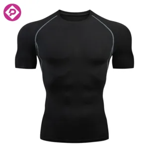 Custom Logo Men Running Compression T Shirts Quick Dry Fitness Sportswear Gym Short Sleeve Tights Gym T-shirt