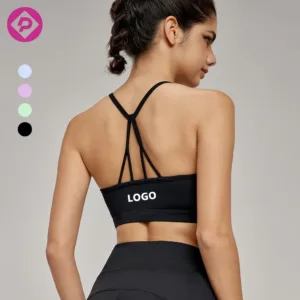 Cross Back Thin Strap High  Women Bra Shockproof Gym Workout Daily Yoga Top Fitness Sports Bra