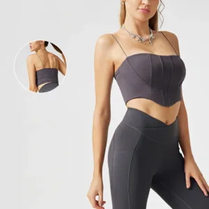 New Arrival Thin Strap Fishbone Sports Bra Padded Sport Fitness Workout Gym Yoga Selling Custom Logo Sports Bra for Women