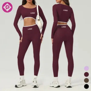 2 Pcs Active Sports Suit Top and Leggings Yoga Set High Quality Female Gym Sportswear Custom Logo Women Workout Sets