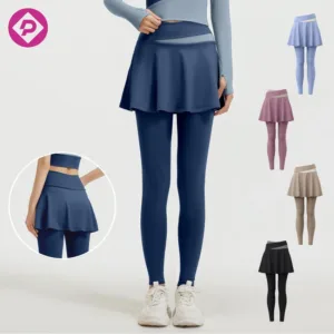 2 in 1 High Elasticity Yoga Pants Color Blocked High Waist Butt Lifting Fitness Yoga Leggings for Women