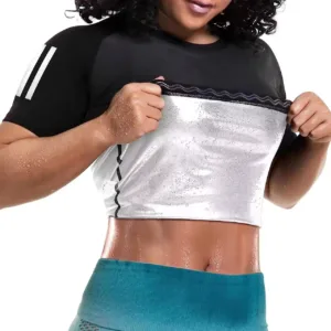 Gym Fitness Women Sauna Sweat Shirt Wear Athletic Tee Compression T-Shirt Heat Trapping Fitness Corset for Ladies